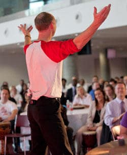 Photo of a team building event facilitator
