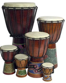 Photo of ethnic drums used in drum circles worldwide