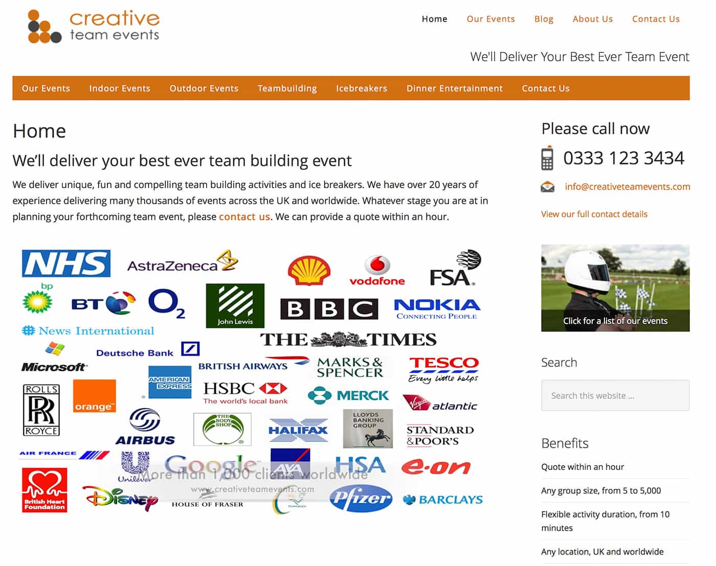 Creative Team Events website