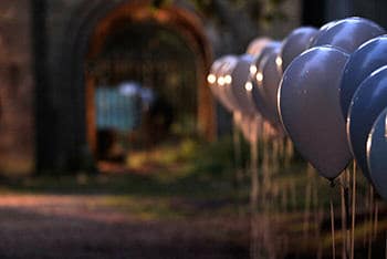 Balloons leading the audience to the performance of the London Requiem