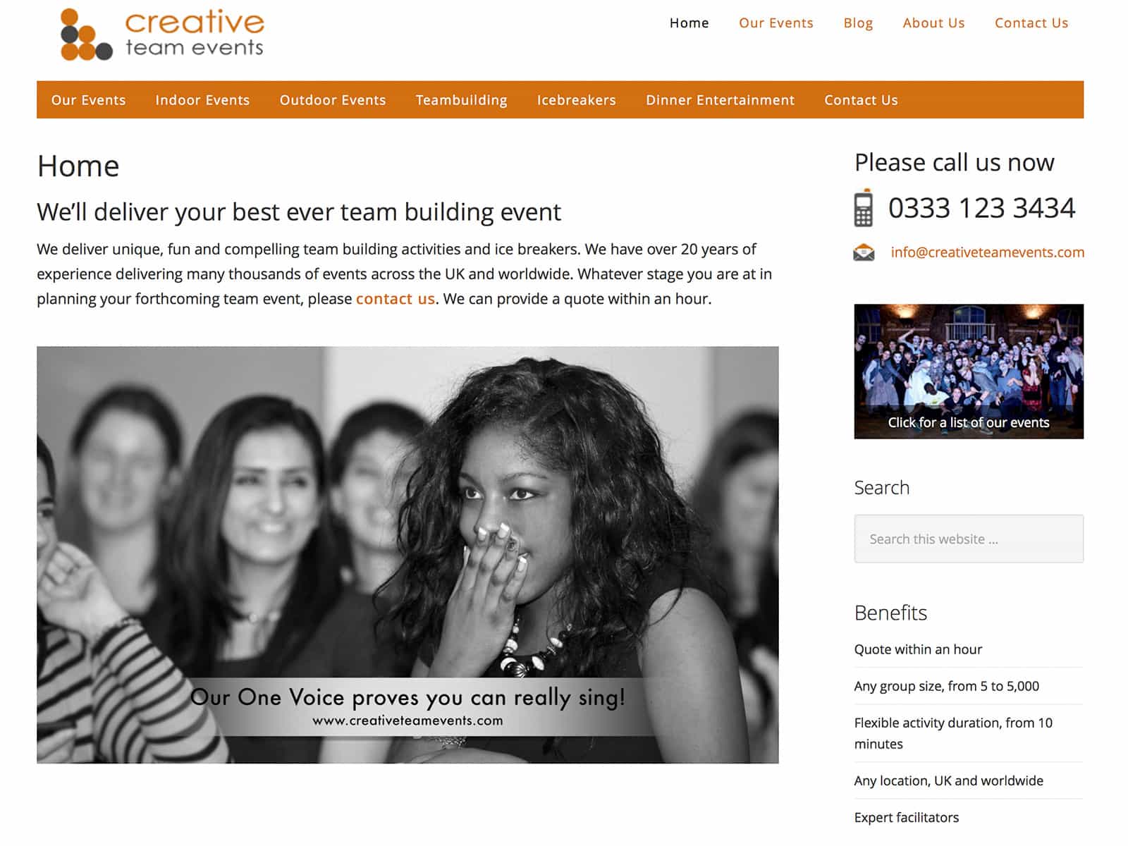 Creative Team Events website